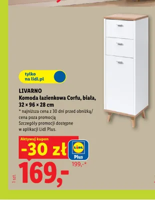 Komoda łazienkowa Livarno Corfu biała 32x96x28 cm promocja w Lidl