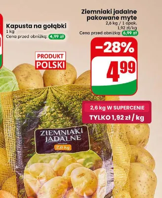 Ziemniaki jadalne pakowane myte promocja w Dino