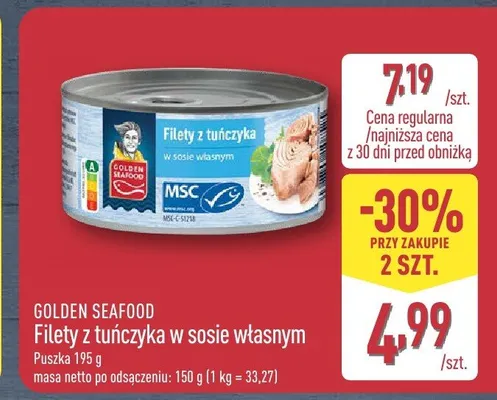 Filety z tuńczyka w sosie własnym Golden Seafood promocja w Aldi
