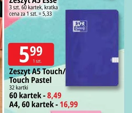 Zeszyt A5 Touch Oxford 60 kartek promocja w Leclerc