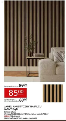 Lamel akustyczny na filcu Jasny Dąb promocja w Abra Meble