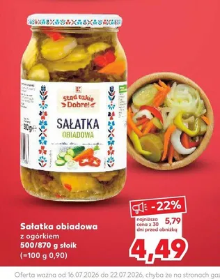 Sałatka obiadowa z ogórkiem Stad takie Dobre! promocja w Kaufland