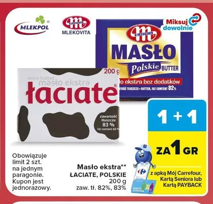 Masło ekstra Polskie Mlekovita promocja w Carrefour