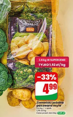 Ziemniaki jadalne pakowane myte promocja w Dino