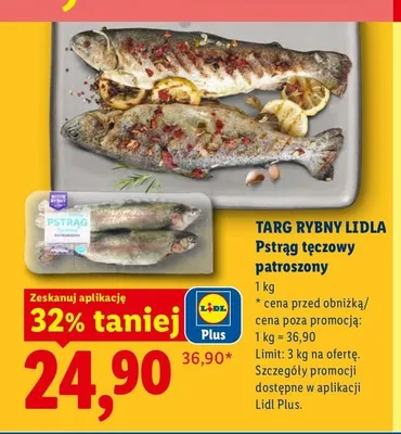 Pstrąg tęczowy patroszony Targ Rybny Lidla promocja w Lidl