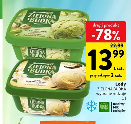 Lody waniliowe Zielona Budka promocja w Intermarche
