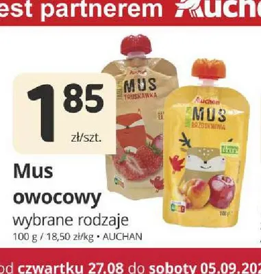 Mus owocowy truskawka Auchan promocja w Marketvita