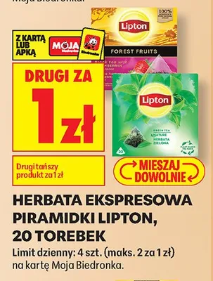 Herbata ekspresowa piramidki Lipton Forest Fruits promocja w Biedronka