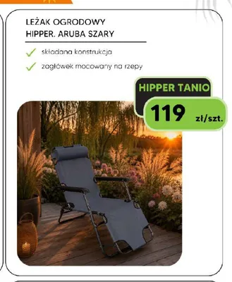 Leżak ogrodowy Hipper Aruba szary promocja w HIPPER.pl