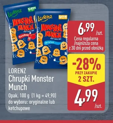 Chrupki Monster Munch ketchupowe Lorenz promocja w Aldi