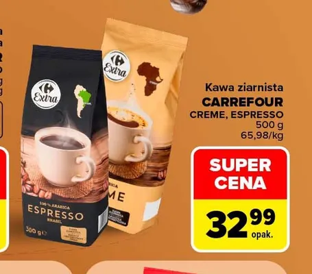 Kawa ziarnista Carrefour Creme promocja w Carrefour