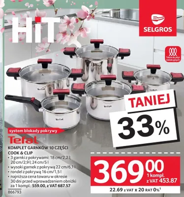 Komplet garnków 10 części COOK & UP Tefal promocja w Selgros