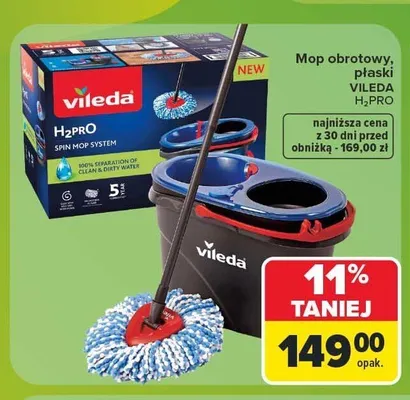 Mop obrotowy płaski Vileda H2PRO promocja w Carrefour