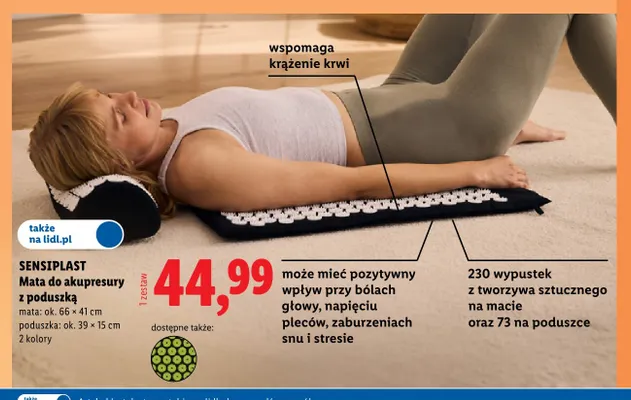 Mata do akupresury z poduszką Sensiplast promocja w Lidl