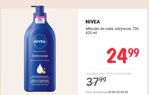 Mleczko do ciała odżywcze, 72h promocja w Rossmann