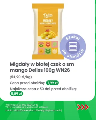 Migdały w białej czekoladzie o smaku mango promocja w Dino