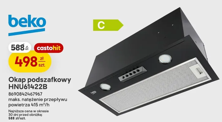 Okap podszafkowy Beko HNU61422B promocja w Castorama