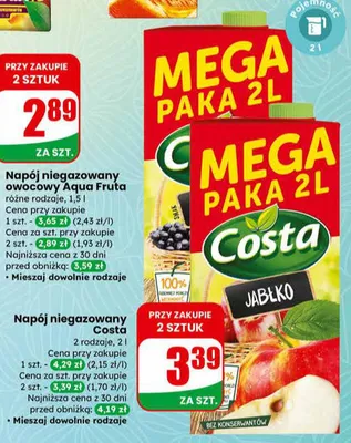 Napój niegazowany owocowy różne rodzaje promocja w Dino