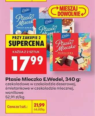 Ptasie Mleczko E.Wedel czekoladowe w czekoladzie deserowej promocja w Biedronka