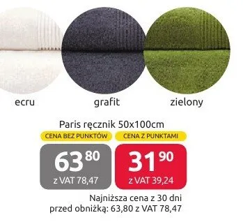Ręcznik Paris 50x100cm zielony, gramatura 500g/m2 promocja w Selgros