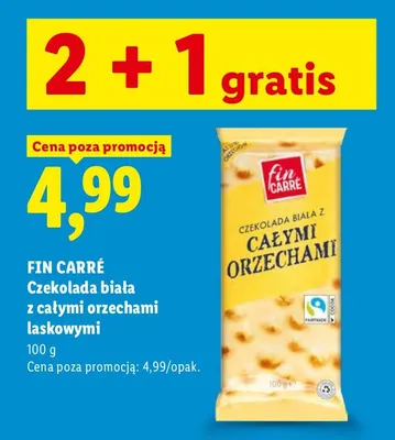 Czekolada biała z całymi orzechami laskowymi Fin Carré promocja w Lidl