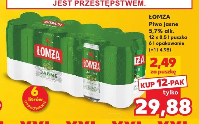 Piwo jasne Łomża Jasne 12-pak promocja w Kaufland