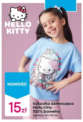 Koszulka dziewczęca Hello Kitty 100% bawełny promocja w Pepco