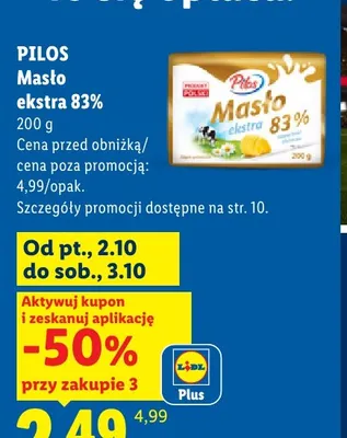Masło ekstra Pilos 83% promocja w Lidl