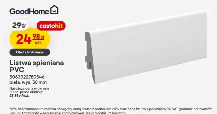 Listwa spieniana PVC biała promocja w Castorama
