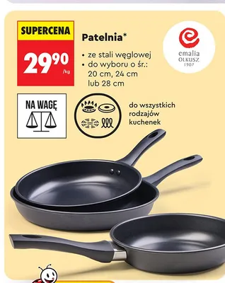 Patelnia ze stali węglowej emalia OLKUSZ 1907 śr. 20cm promocja w Biedronka