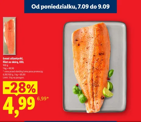 Łosoś atlantycki filet ze skórą XXL promocja w Lidl