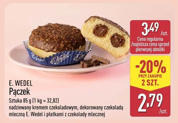 Pączek z kremem czekoladowym promocja w Aldi