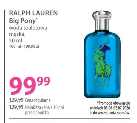 Woda toaletowa męska Ralph Lauren Big Pony promocja w Hebe