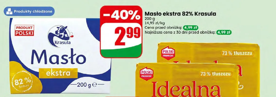 Masło ekstra 82% Krasula promocja w Dino
