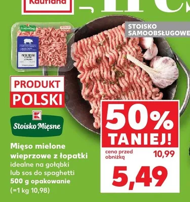 Mięso mielone wieprzowe z łopatki Stoisko Mięsne promocja w Kaufland