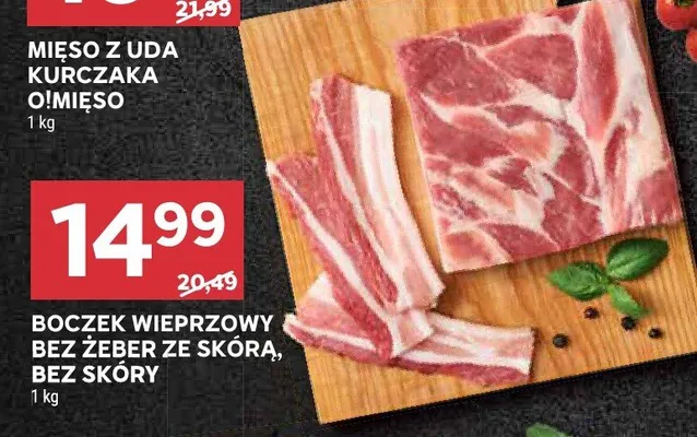 Boczek wieprzowy bez żeber ze skórą, bez skóry promocja w Stokrotka