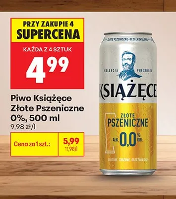 Piwo bezalkoholowe Książęce Złote Pszeniczne promocja w Biedronka