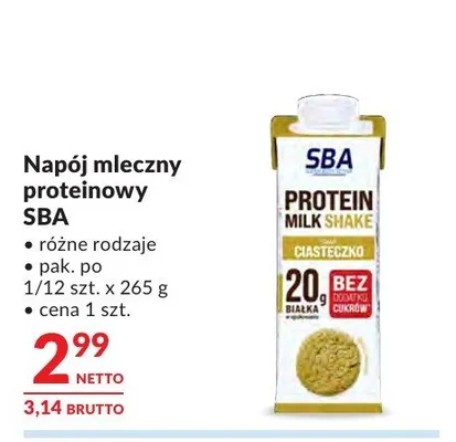 Napój mleczny proteinowy SBA promocja w Makro