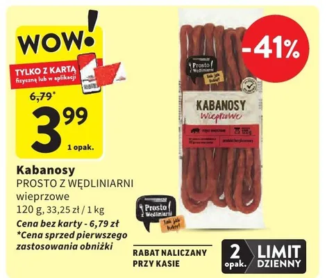 Kabanosy wieprzowe promocja w Intermarche