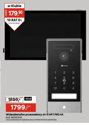 Wideodomofon przewodowy wi-fi HP7 Pro 4K Ezviz promocja w Leroy Merlin