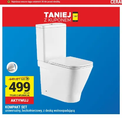Kompakt WC Set uniwersalny bezkołnierzowy z deską wolnoopadającą promocja w Merkury Market