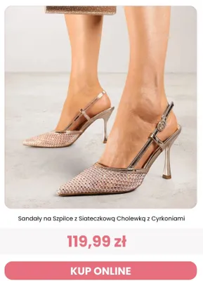 Sandały na szpilce z siateczkową cholewką z cyrkoniami Renee promocja w Renee