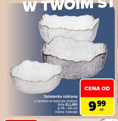 Salaterka szklana z rantem w kolorze złotym linia Ellari promocja w Carrefour