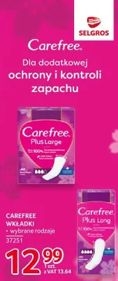 Wkładki Carefree Plus Large promocja w Selgros