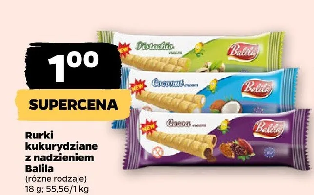 Rurki kukurydziane w czekoladzie, różne rodzaje promocja w Netto