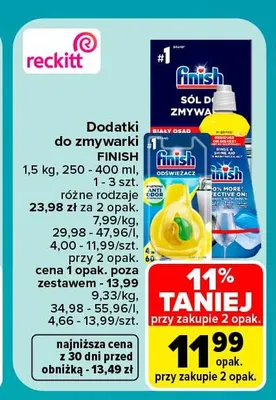 Dodatki do zmywarki Finish promocja w Carrefour Market