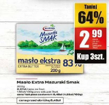 Masło Extra Mazurski Smak promocja w Supeco