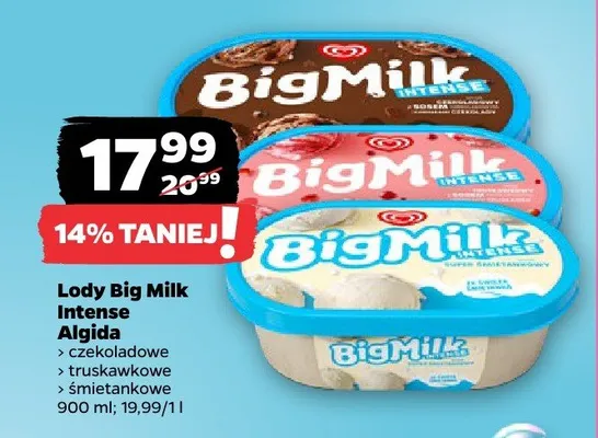 Lody Big Milk Intense Algida promocja w Netto