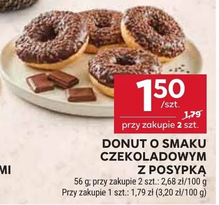 Donut o smaku czekoladowym z posypką promocja w Stokrotka