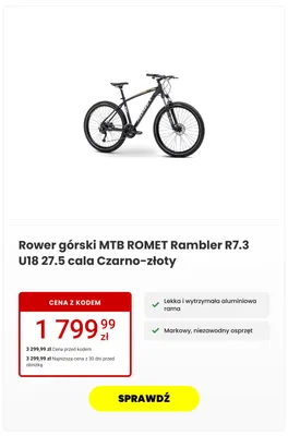 Rower górski Mtb Romet Rambler R7,3 promocja w Media Expert